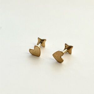 14K Gold Filled Heart-Star Screw Stud Earrings
